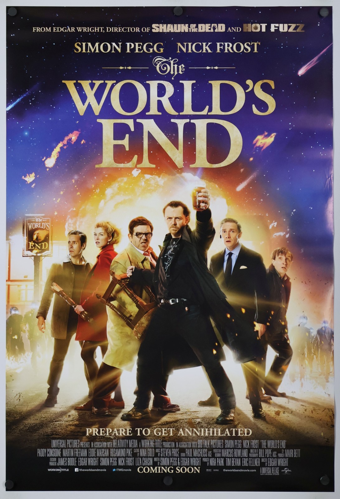 The World’s End – original DS movie poster 27×40 D/S 2013 Simon Pegg Nick Frost