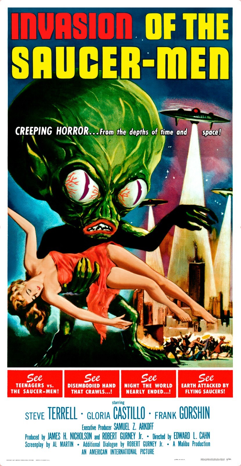 INVASION OF THE SAUCER-MEN (1957) – 41″x79″ – HUGE classic sci-fi movie poster!!