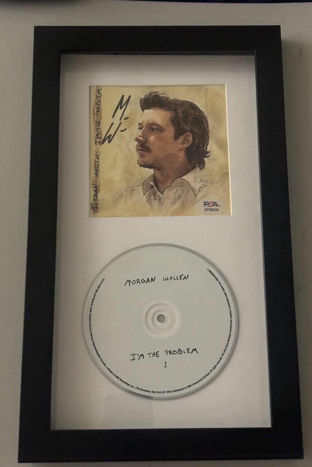 MORGAN WALLEN SIGNED AUTOGRAPHED I’M THE PROBLEM CD INSERT FRAMED PSA