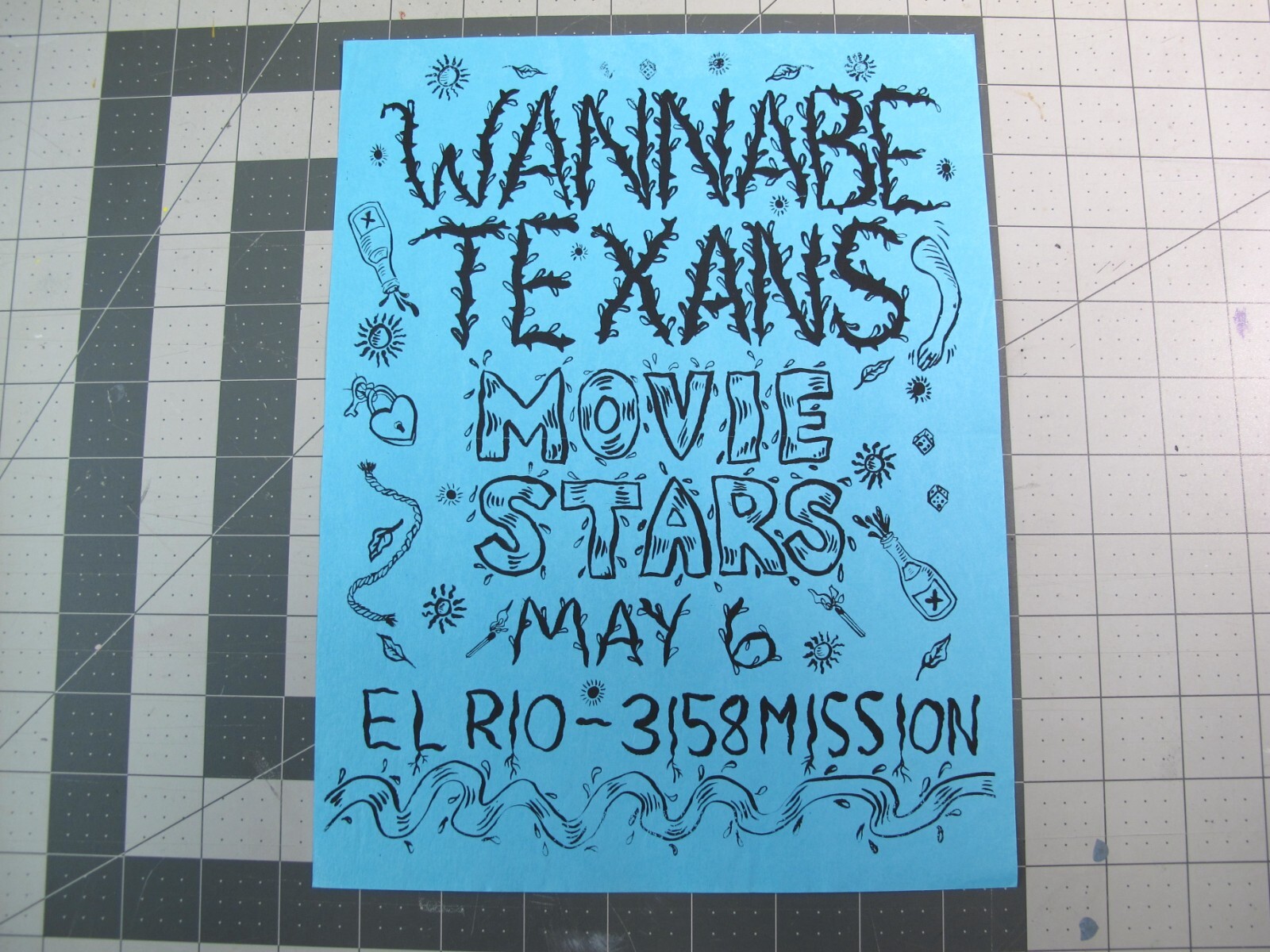vtg punk alt-country flyer – Wannabe TexansMovie Stars at El Rio Club v3 RAN1