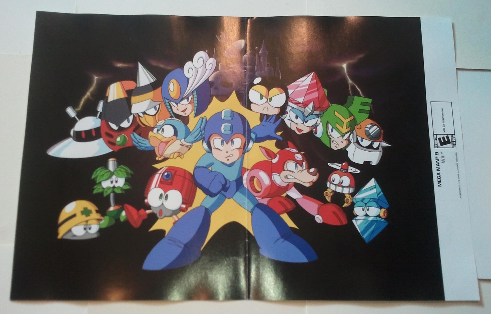 Mega Man 9 Poster Nintendo Wii Capcom w/ Rush Dog Galaxy Man Splash Woman
