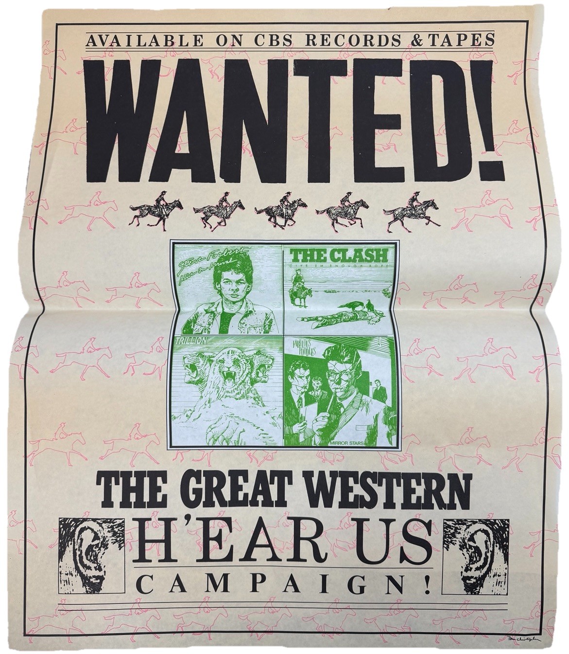 CBS Records The Great Western H’ear Us Campaign Poster The Clash Steve Forbert