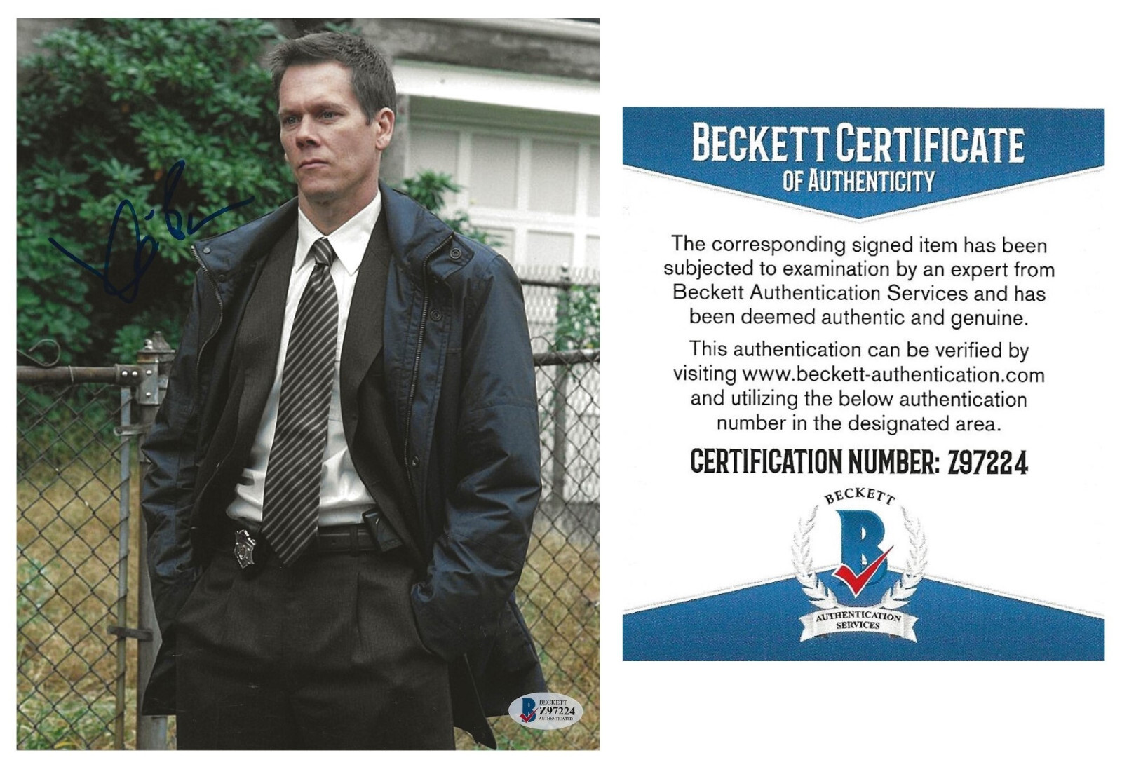 Kevin Bacon Actor signed 8×10 photo Beckett COA autographed