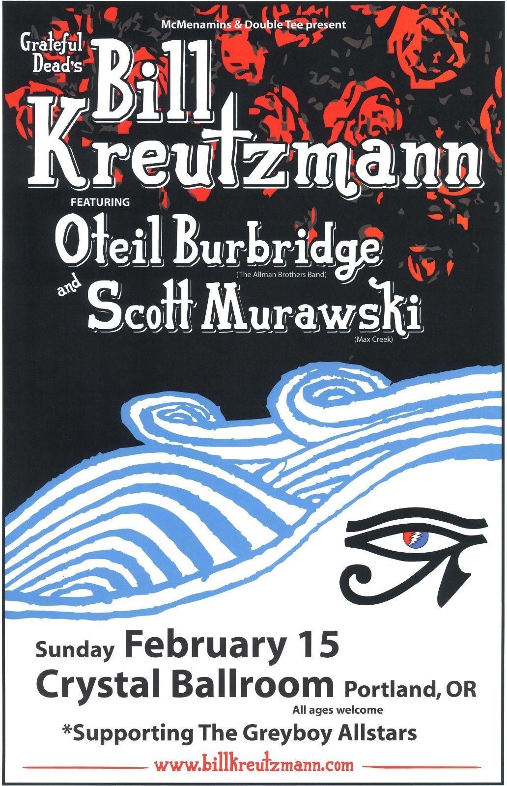 BILL KREUTZMANN/OTEIL BURNBRIDGE 2009 PORTLAND CONCERT TOUR POSTER-Grateful Dead