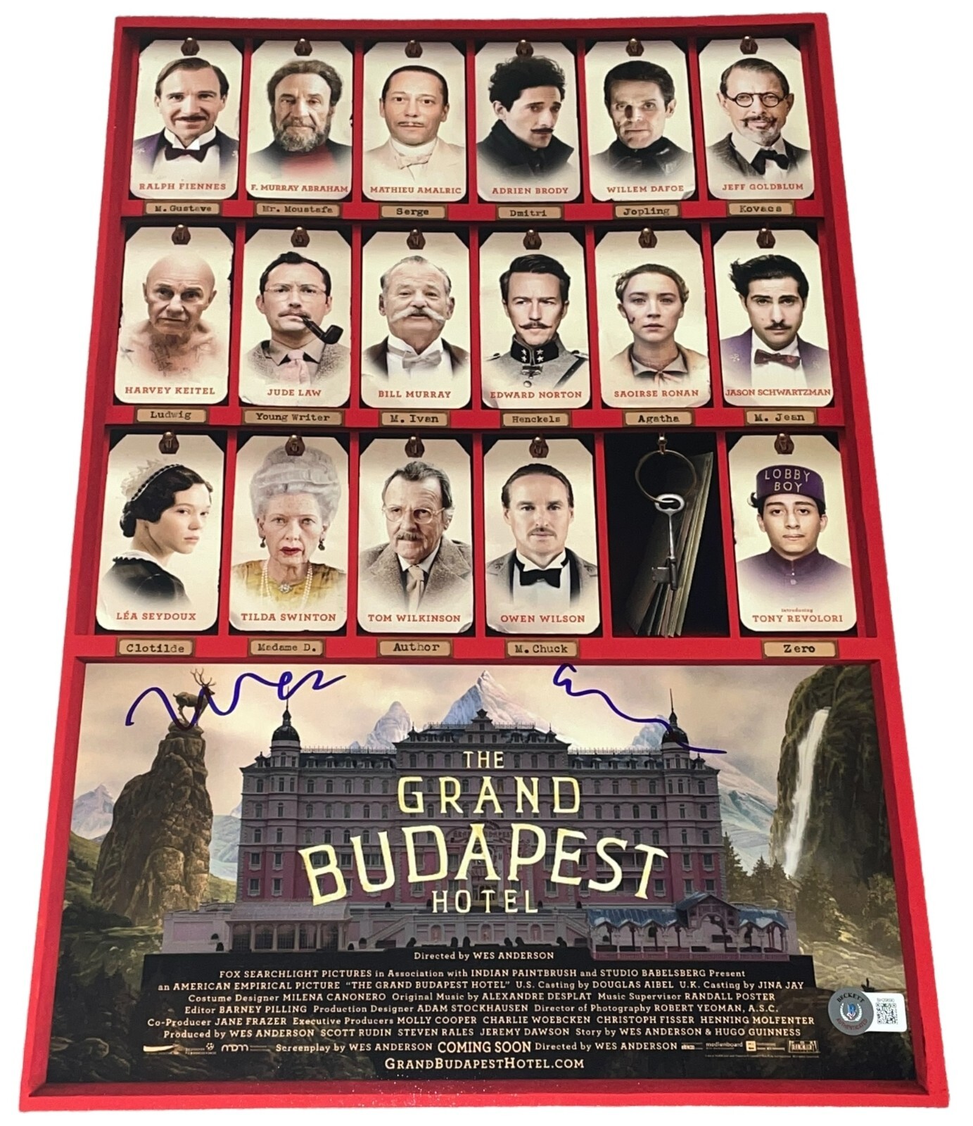 Wes Anderson Signed Autograph The Grand Budapest Hotel 12×18 Poster Beckett BAS