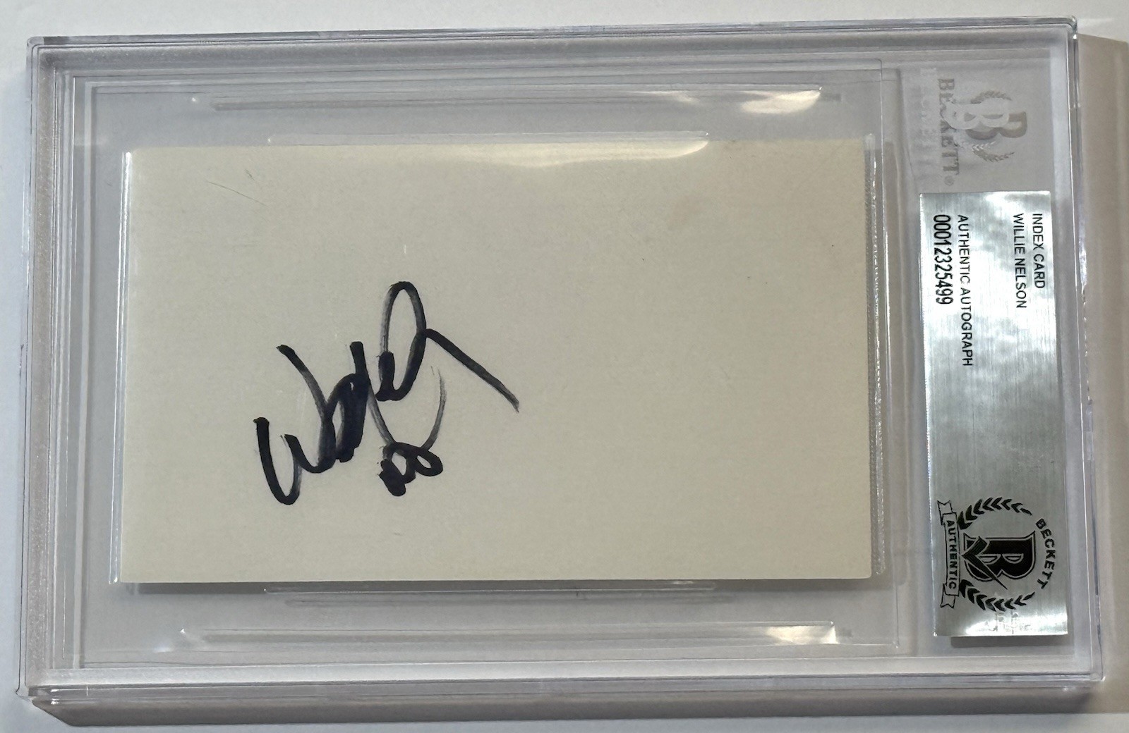 Willie Nelson signed Index Card country star Beckett coa slabbed