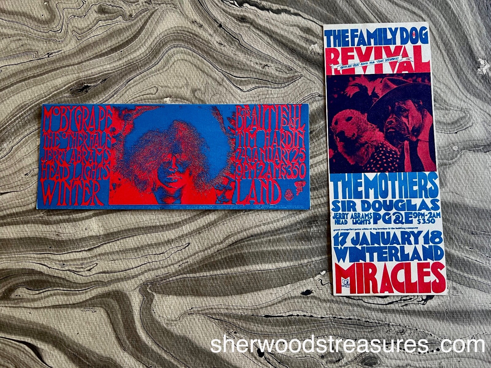 2 1969 FAMILY DOG HANDBILLS MOTHERS MOBY GRAPE PSYCHEDELIC WINTERLAND