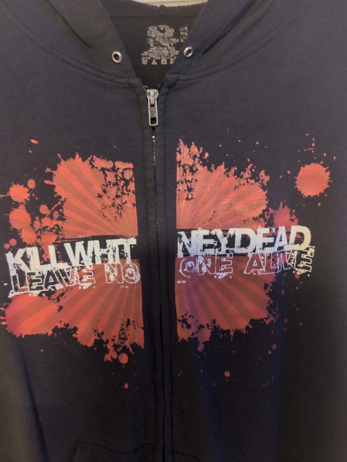 VINTAGE RARE 2000s KillWhitneyDead KWD Zip Up XL Hoodie Thrash Metal Grind core