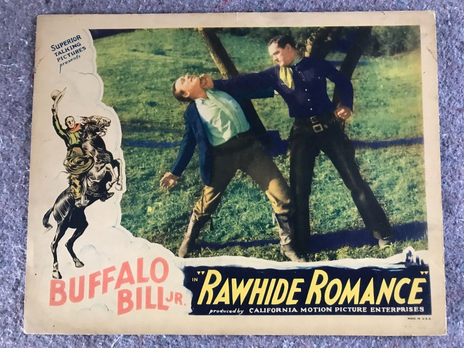 RAWHIDE ROMANCE 1934 ORIG LOBBY CARD 11″x14″ (F/VF-) BUFFALO BILL JR. ULTRA RARE
