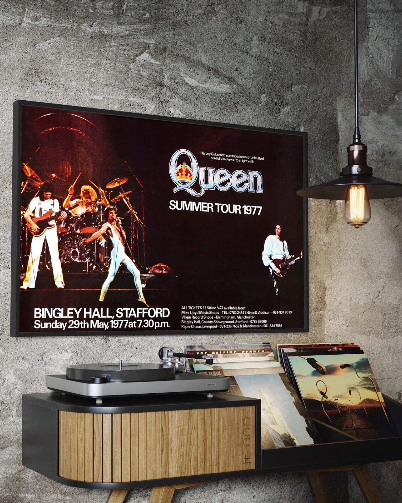 QUEEN “Summer Tour 1977″ Bingley Hall Stafford, UK Concert Poster, 25¼”x38½”