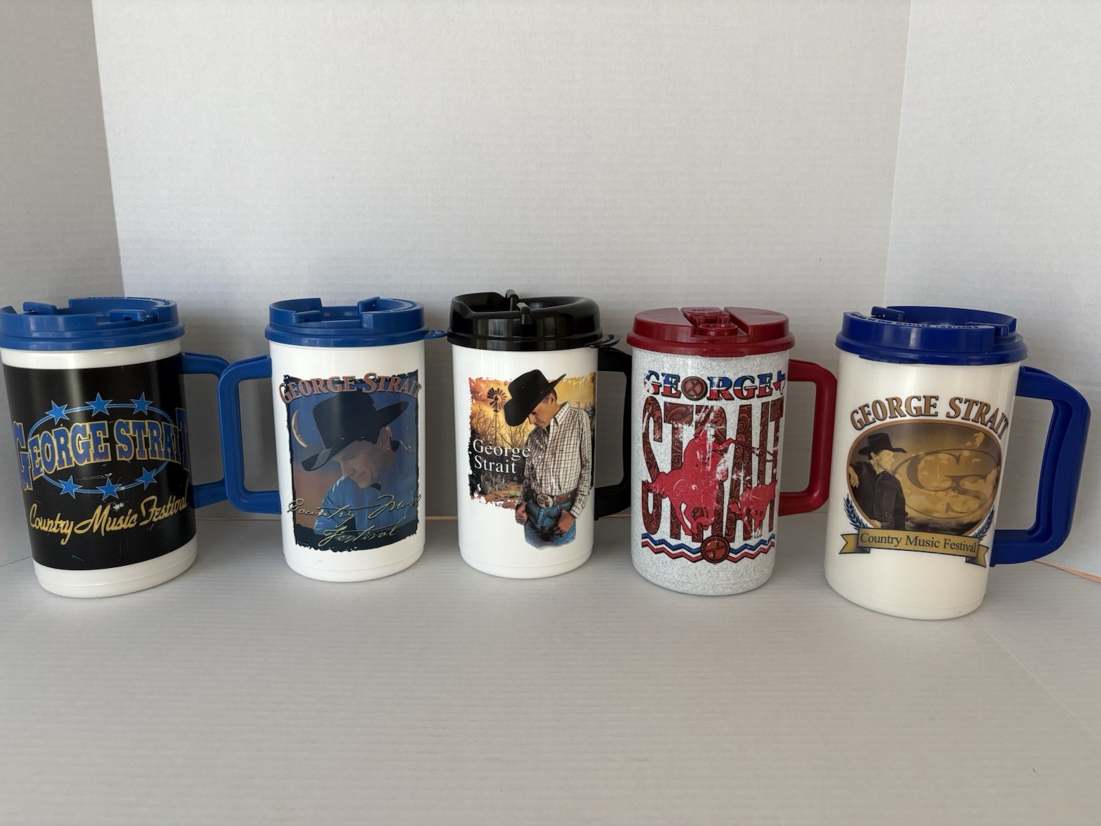 5 Vintage 1990s George Strait Concert WHIRLEY Thermo Mugs Insulated