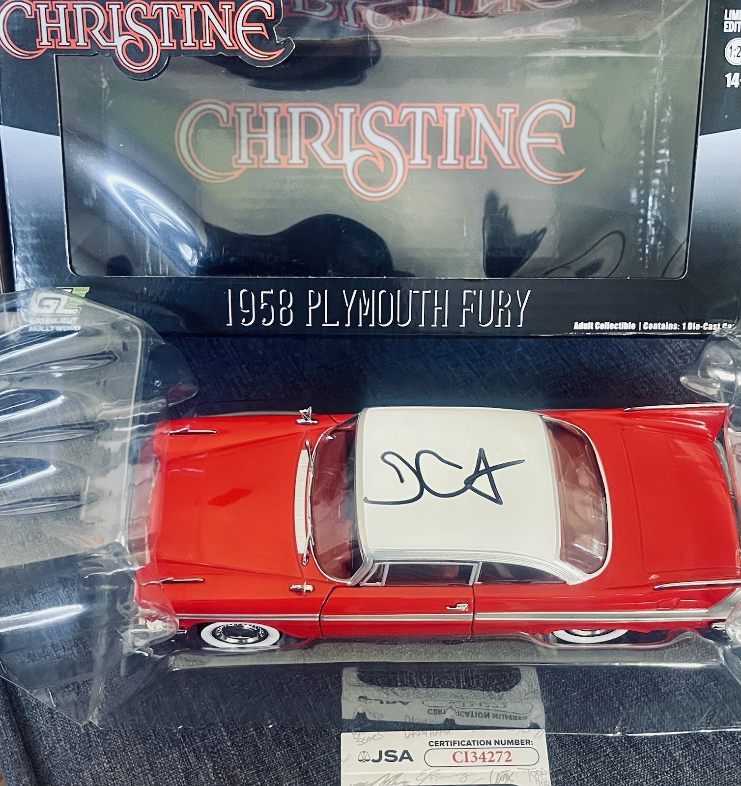John Carpenter signed Christine Murder Edition 1:24 scale diecast car JSA COA