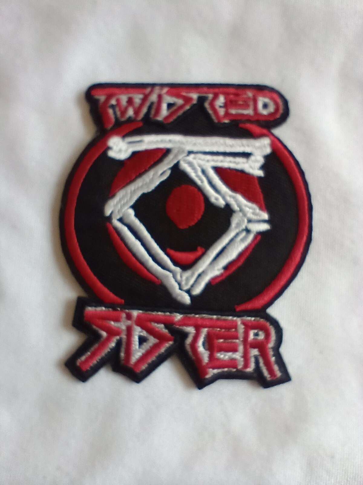 Twisted Sister Bones Logo 3 x 2.5 Inch Iron On Patch