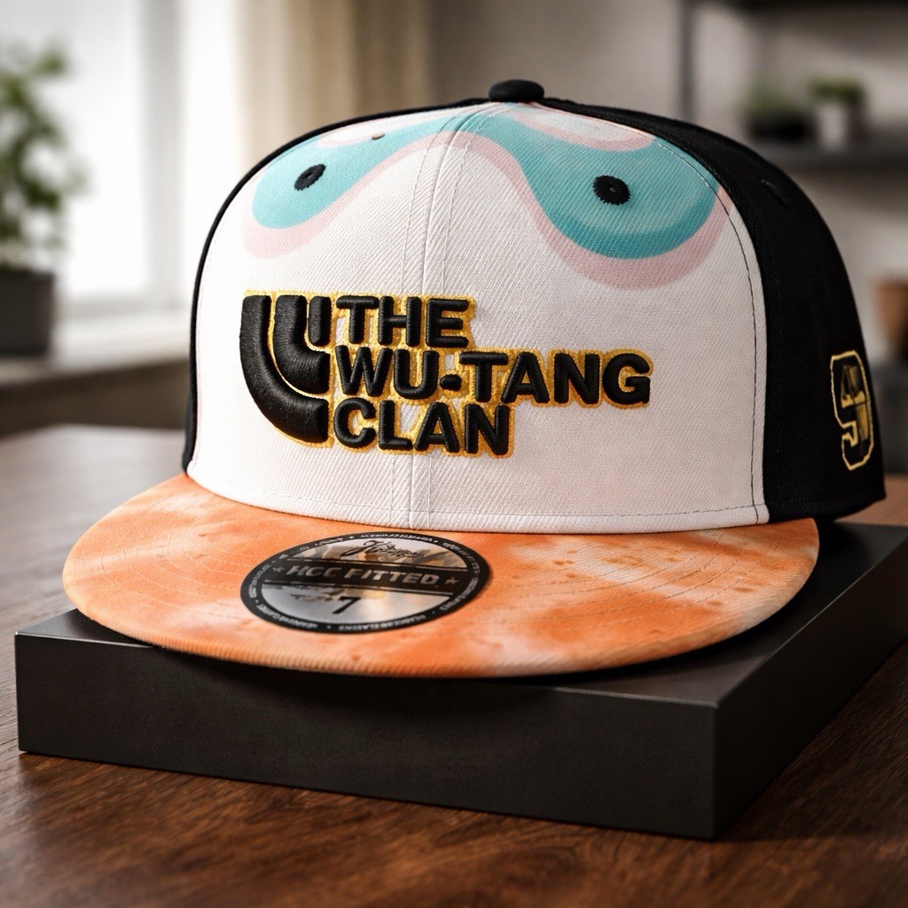 Wu-Tang Clan Headgear Classics Fitted Hat Size 7 White/Orange Rap Hip Hop!!🔥🔥