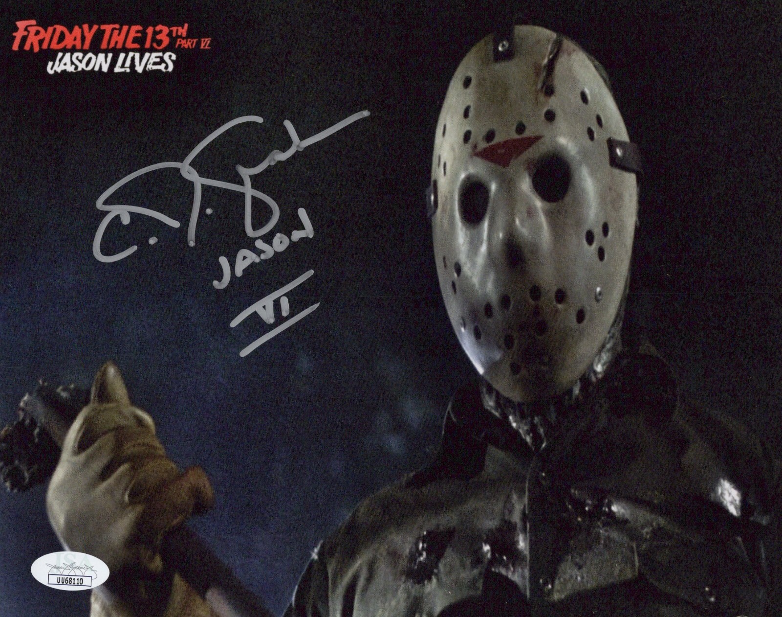C.J. GRAHAM Friday the 13th Part VI: Jason Lives 8×10 Photo Autograph JSA COA