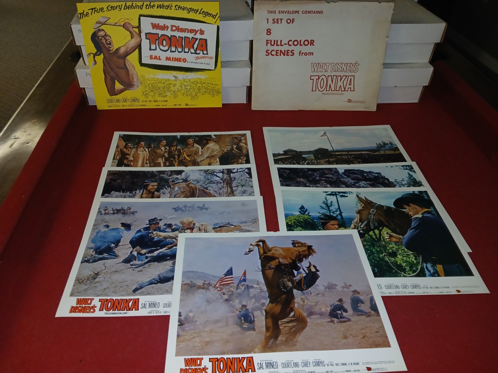 Vintage Walt Disney Tonka Movie Lobby Card Set Of 8 In Original Envelope