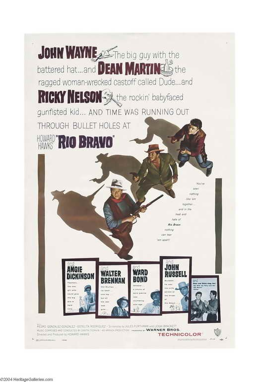 Rio Bravo Poster Movie B 27×40 John Wayne Dean Martin Angie Dickinson