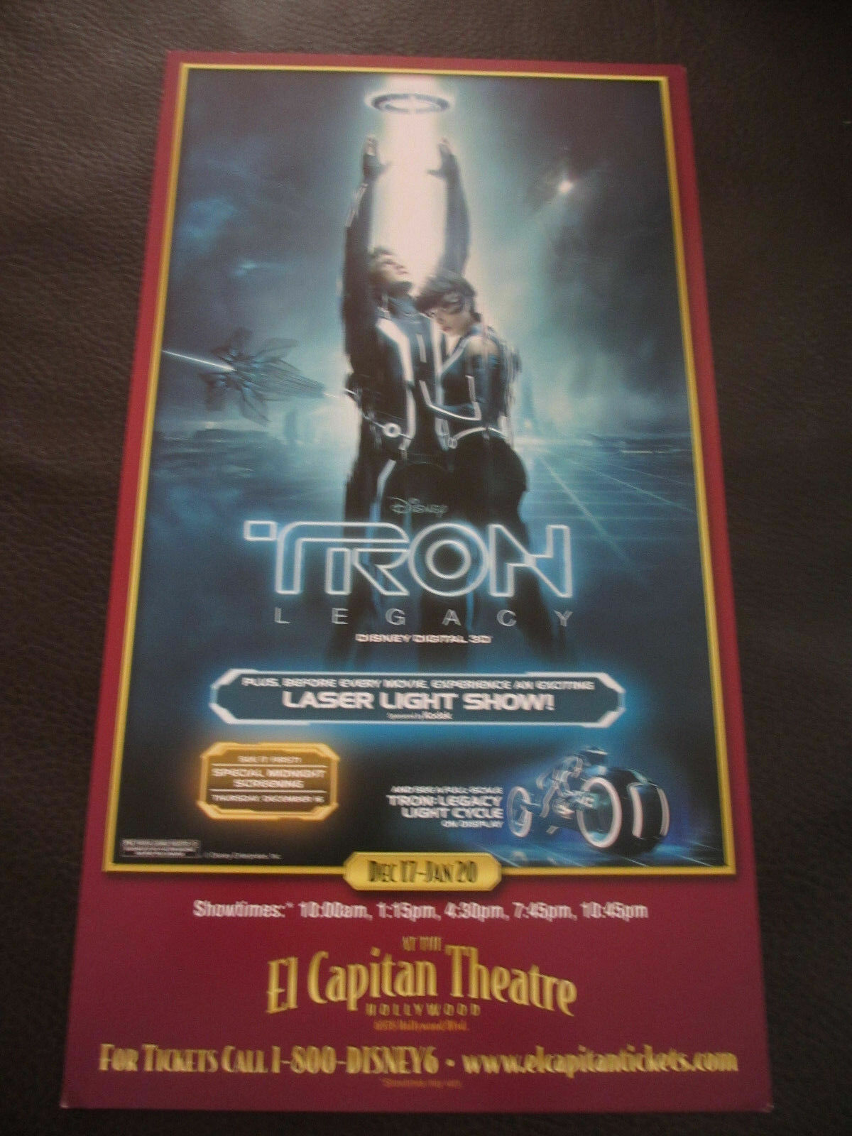 TRON LEGACY El Capitan Movie Mini Poster Flyer DISNEY SAM FLYNN Quora NEW