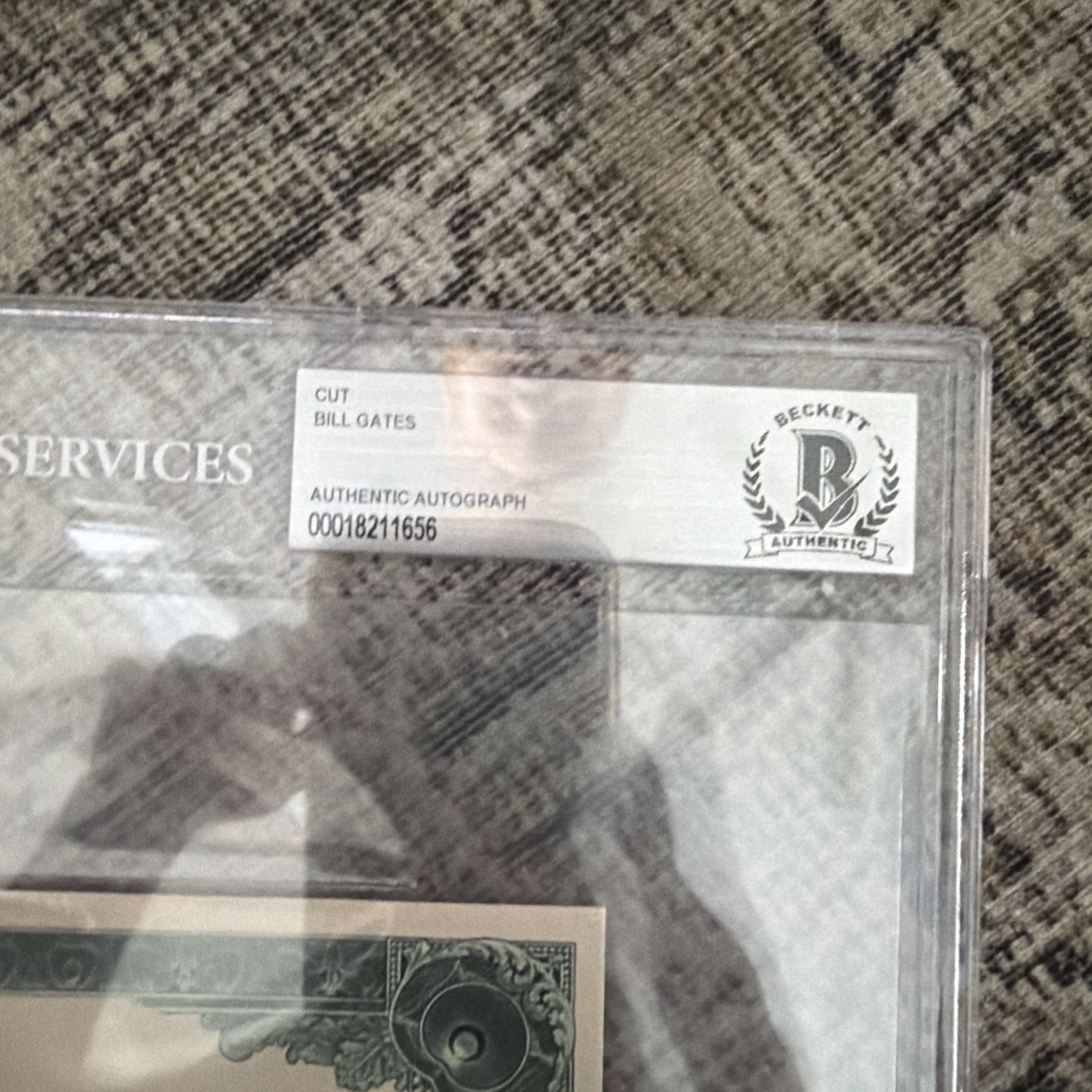 Bill Gates Signed Slabbed Replica Microsoft Stock Certificate BAS