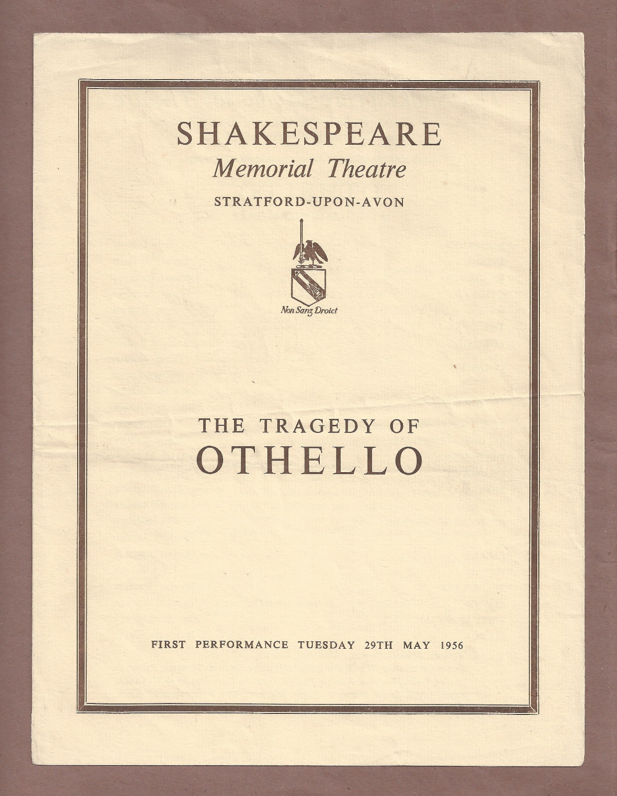 Harry Andrews “OTHELLO” Emlyn Williams / Prunella Scales ’56 Stratford-Upon-Avon