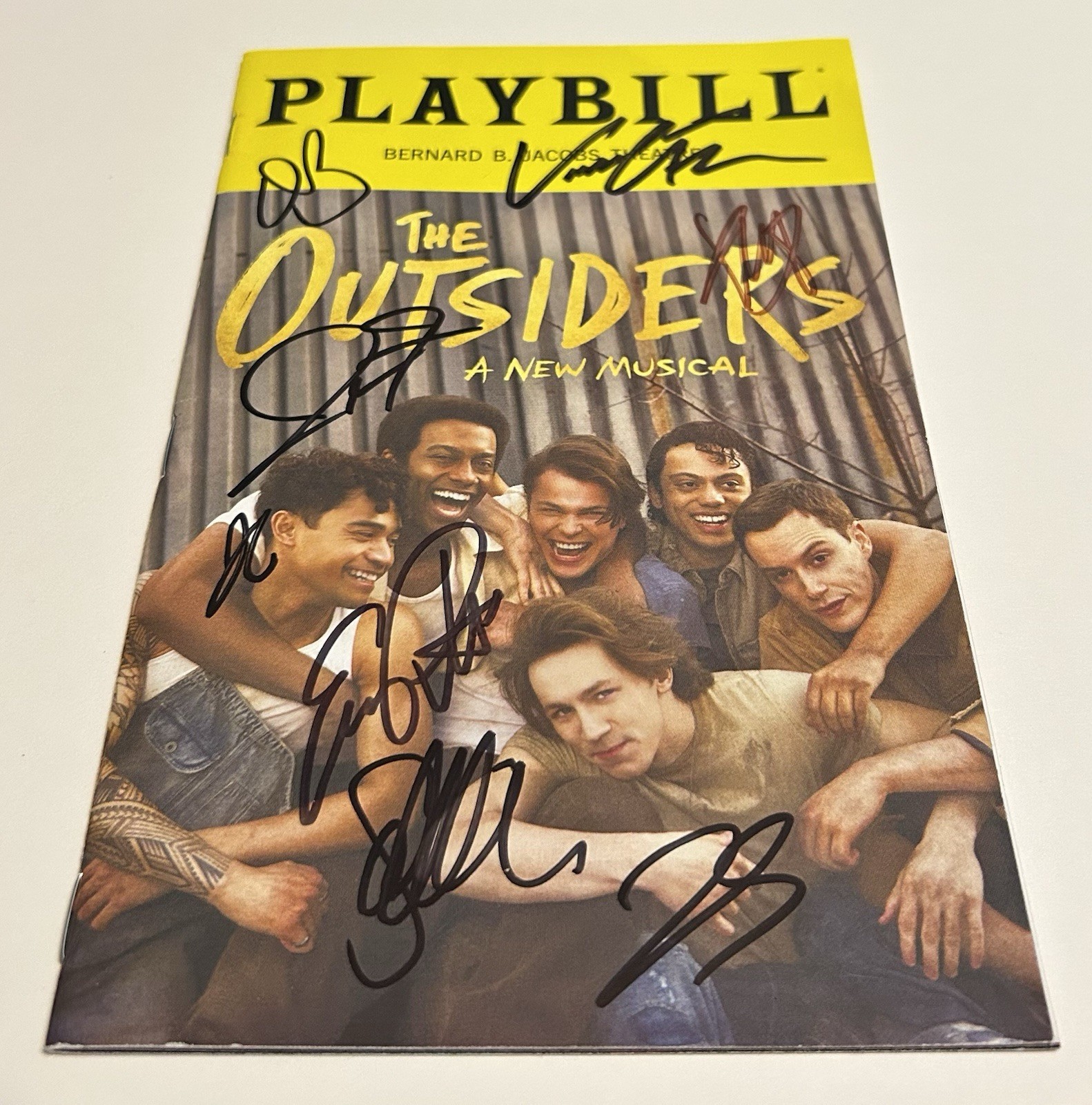 THE OUTSIDERS MUSICAL ORIGINAL BROADWAY CAST OBC X8 SIGNED PLAYBILL