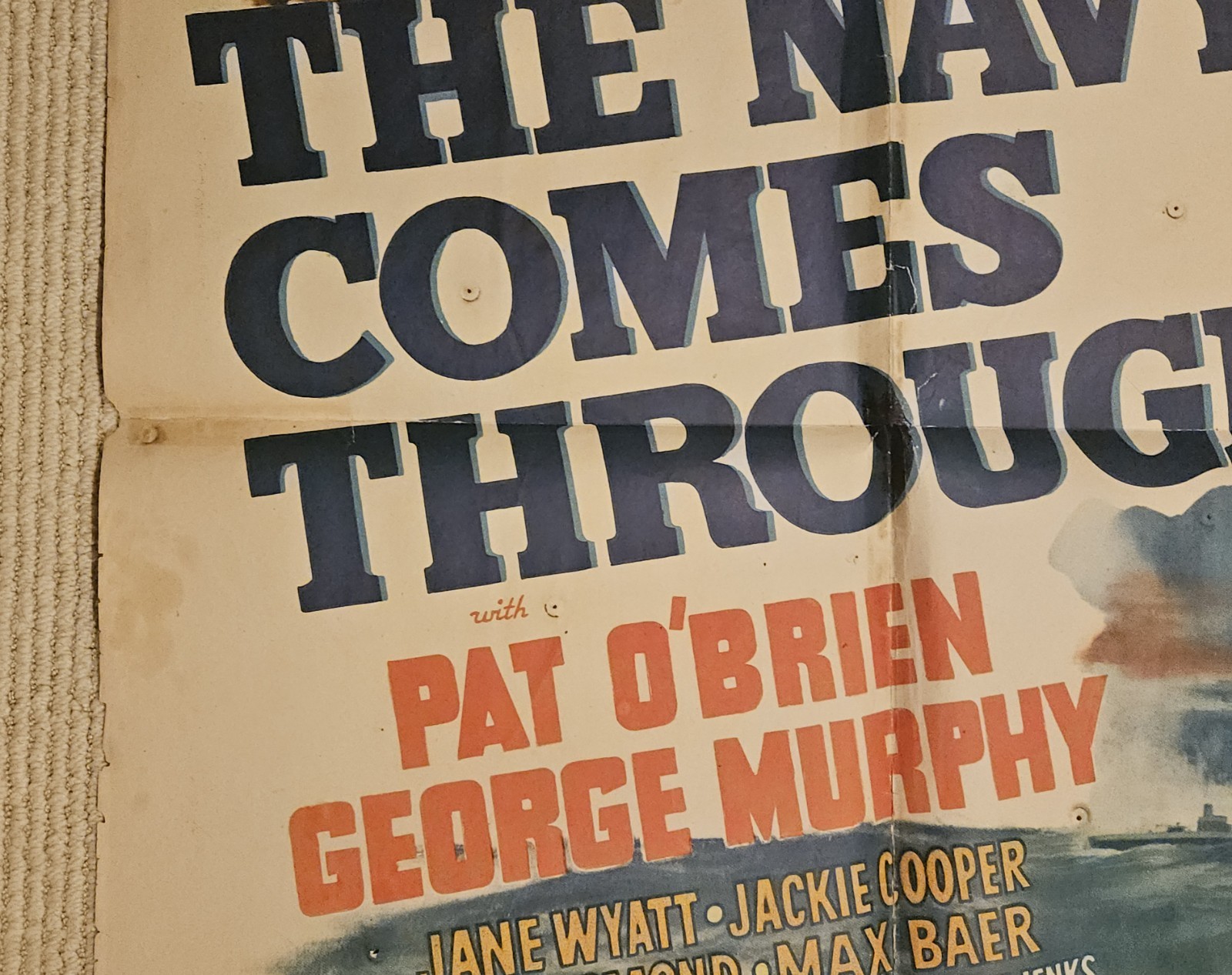 The Navy Comes Through 1941 original US litho one-sheet poster PAT O’BRIEN