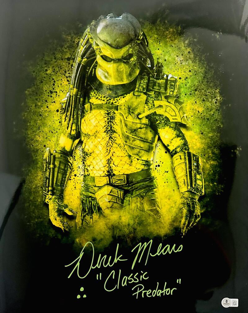 DEREK MEARS SIGNED PREDATOR METALLIC 16X20 PHOTO JASON VOORHEES AUTOGRAPH BAS 72