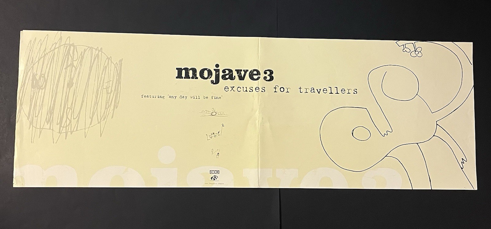 Vtg MOJAVE 3 Promo Poster EXCUSES FOR TRAVELLERS Album 4AD SLOWDIVE 36×12 – 2000