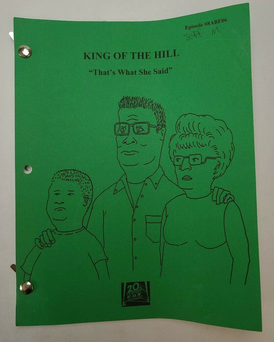KING OF THE HILL / Sivert Glarum 2003 TV Script “That’s What She Said”