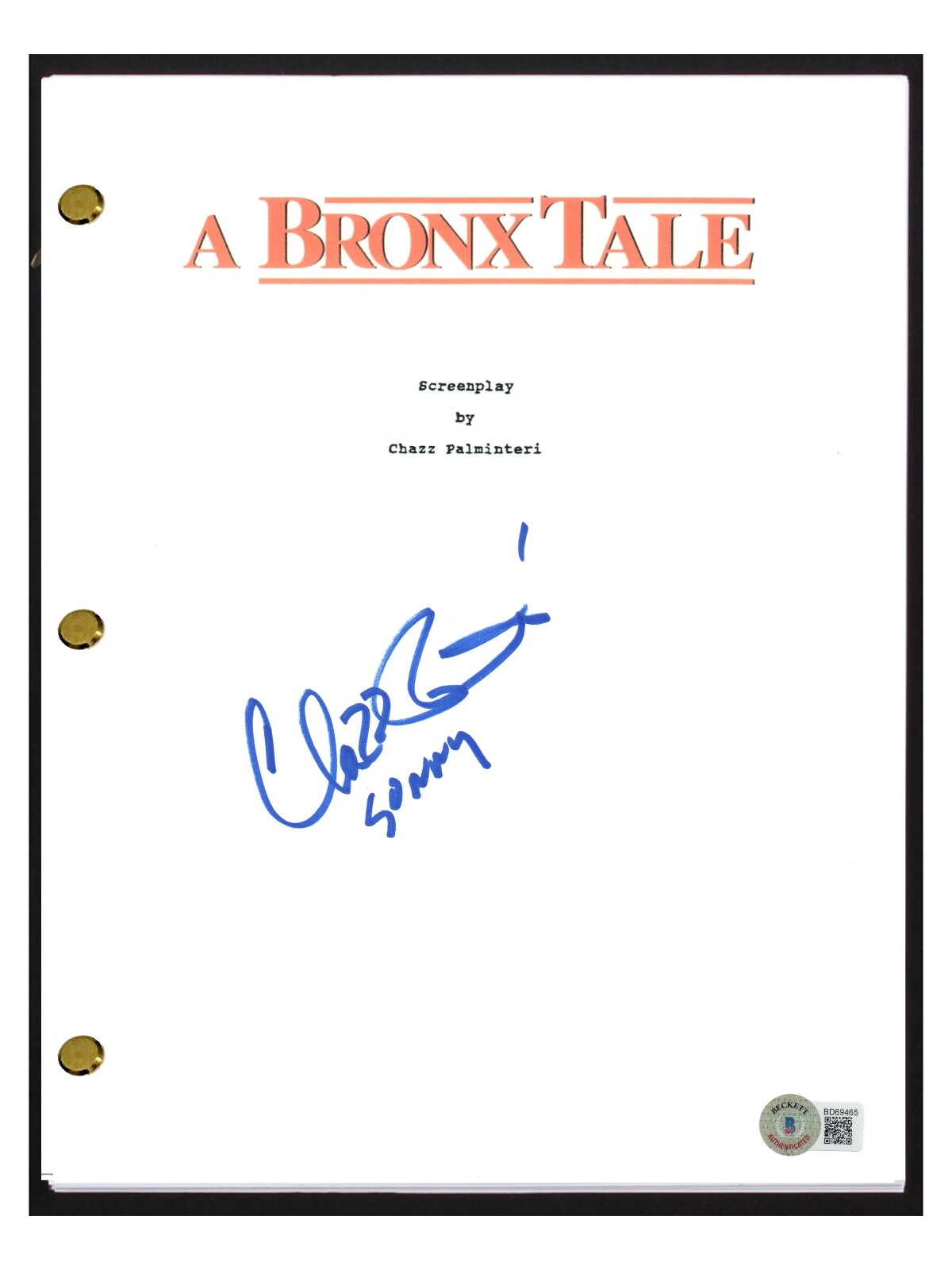 Chazz Palminteri Signed Autographed A Bronx Tale Movie Script Proof Beckett COA