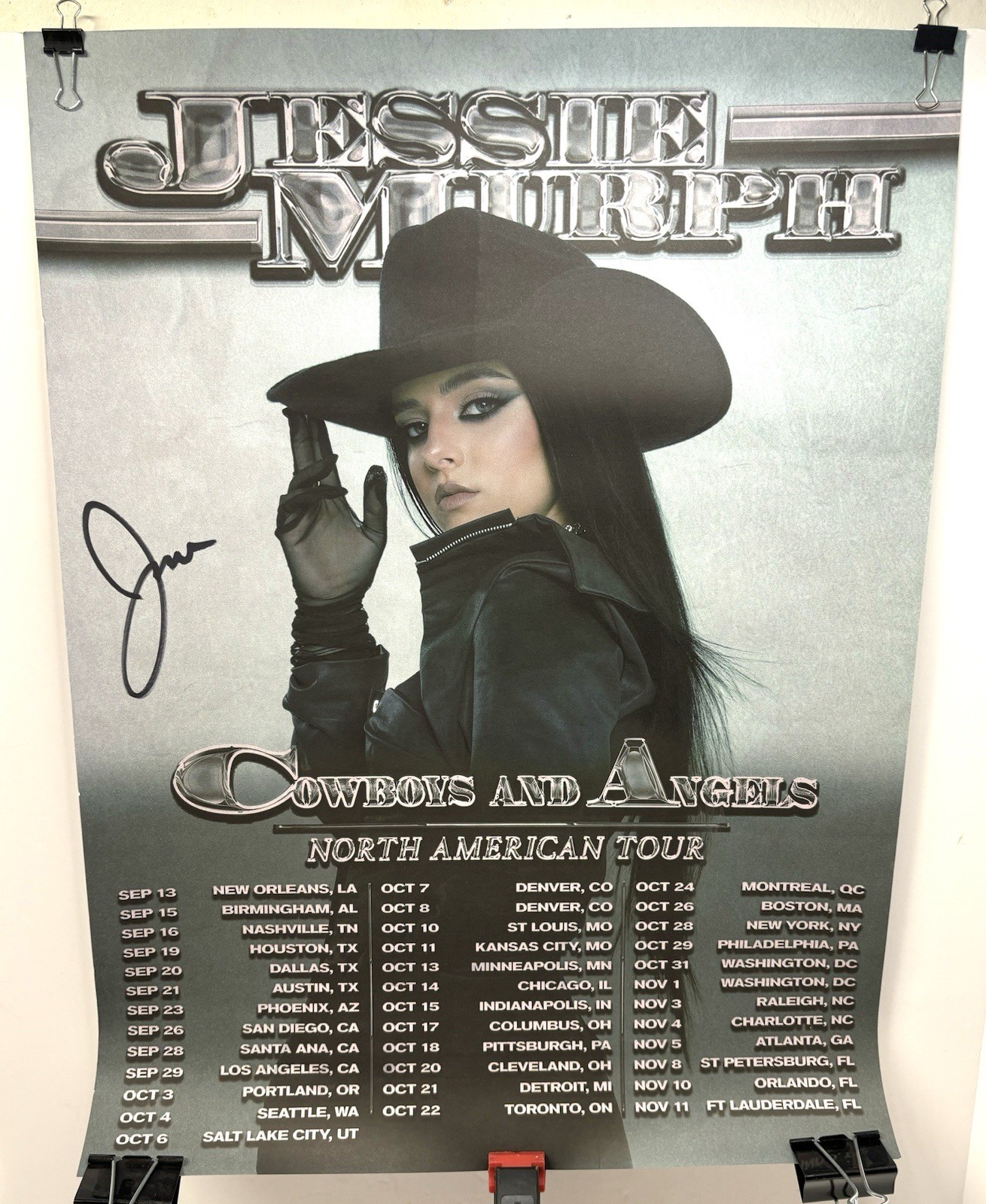 Jessie Murph Signed Poster Cowboys and Angels North American Tour 23.5 x 18 in