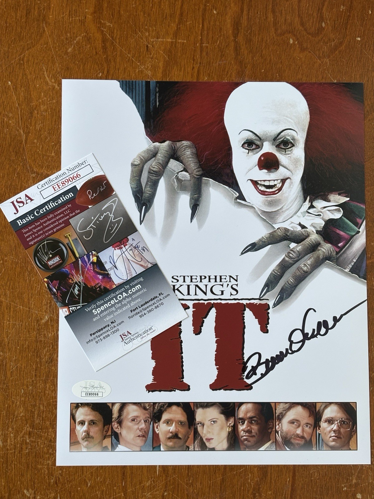 BRANDON CRANE Signed 8 x 10 STEPHEN KING PENNYWISE IT JSA Auto Autograph