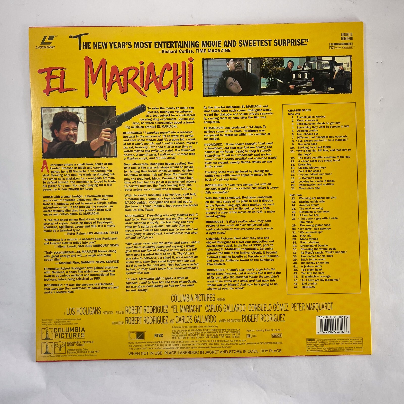 Robert Rodriguez ‘El Mariachi’ Director Signed Autograph Laserdisc COVER