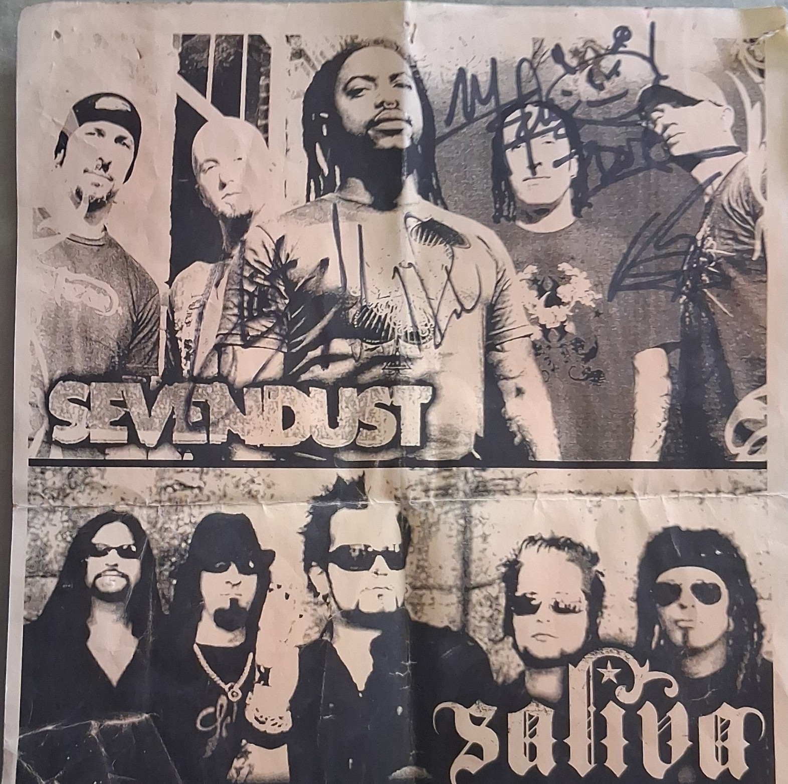 Sevendust & Saliva Autographed Original Club La Vela playbill. ( Sevendust)