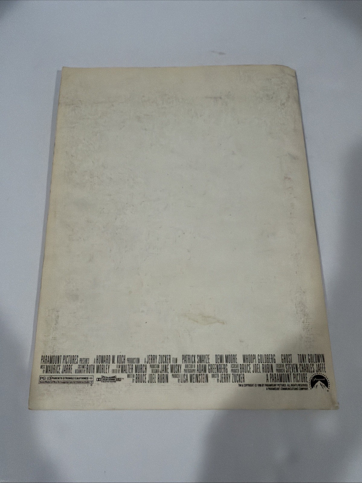 “Ghost” 199O Press Kit With 13 Photos, Featuring Patrick Swayze And Demi Moore