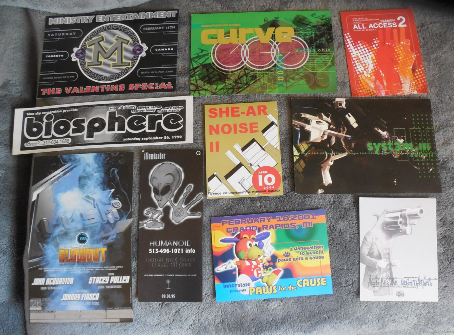 10 Assorted Detroit & Midwest & Canada Original Rave & Party Flyers #A15