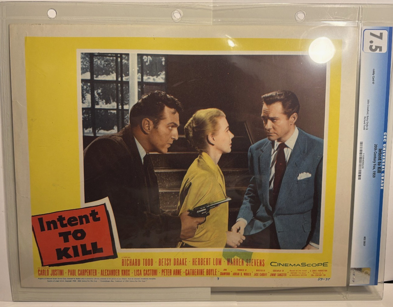Intent To Kill Lobby Cards Complete Set of 8 (1959) GRADED