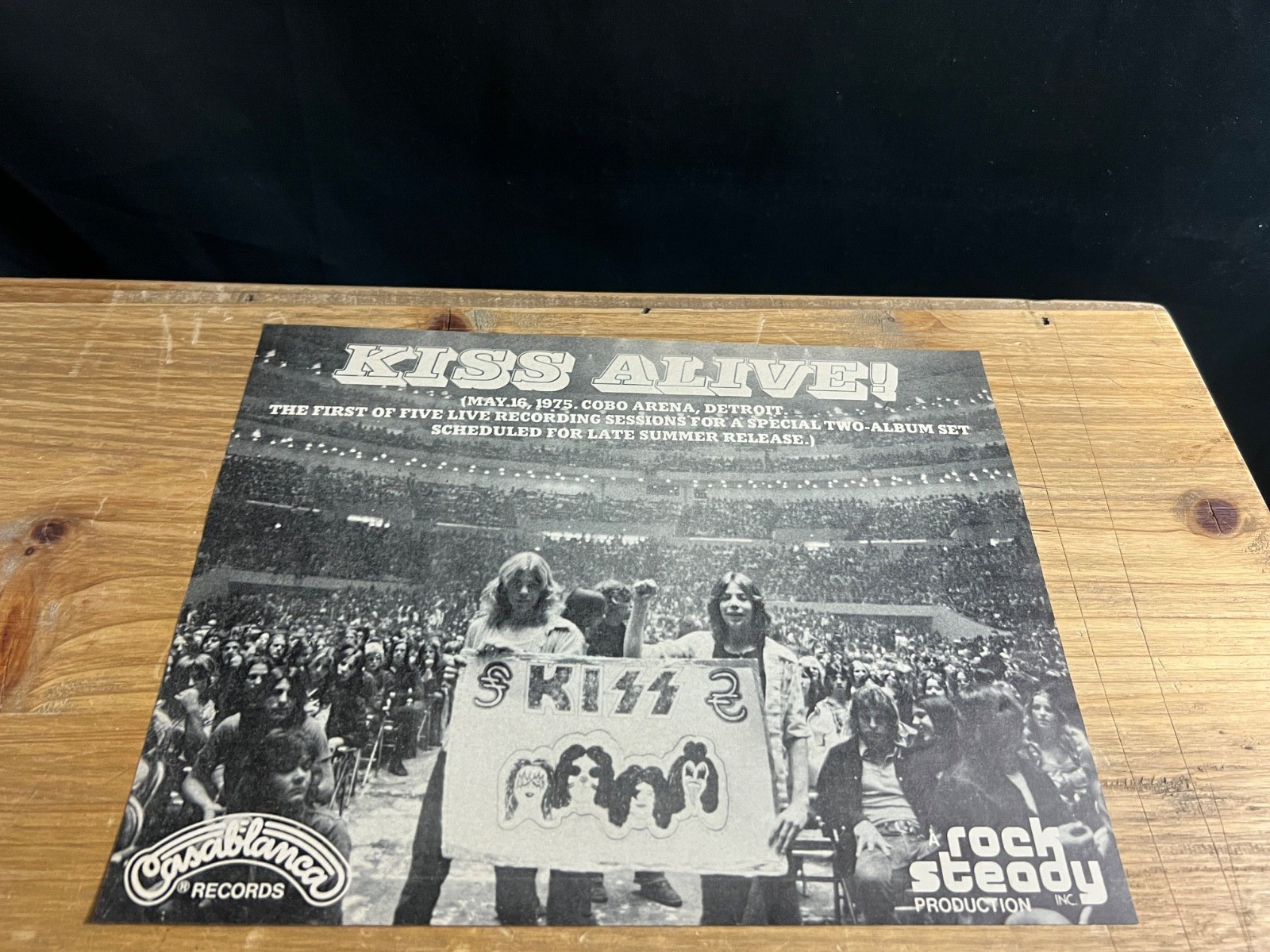 1975 Vintage 8X11 ALBUM PROMO Print Ad FOR KISS BAND ALIVE Cobo Arena DETROIT