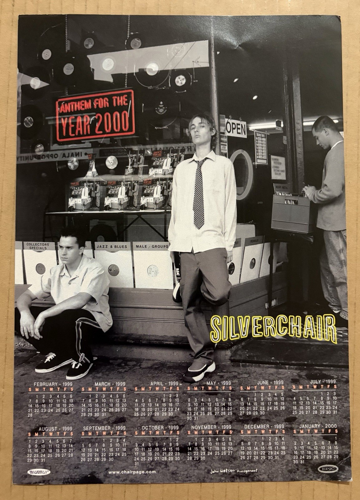 SILVERCHAIR Rare 1999 Cardstock CALENDAR PROMO FLYER AD POSTER for Anthem CD