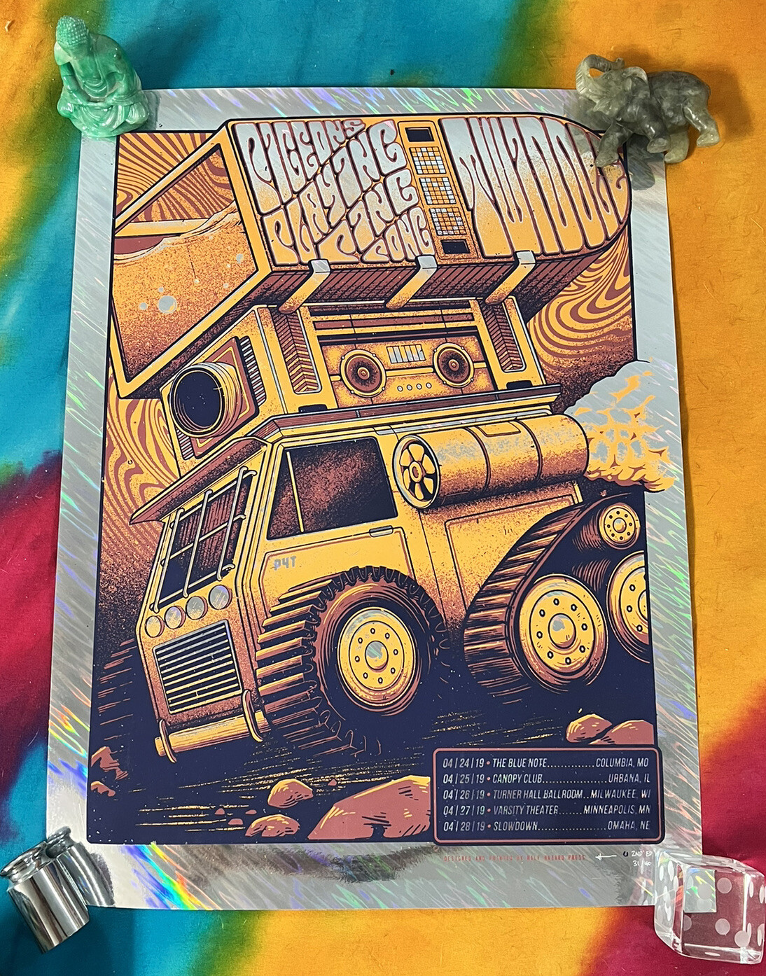 Pigeons Playing Ping Pong + Twiddle FOIL Poster 2019 Half Hazard Press 31/40 2ed