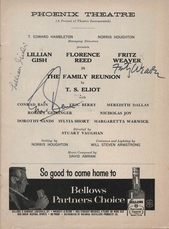 THE FAMILY REUNION PLAY CAST – SHOW BILL SIGNED WITH CO-SIGNERS