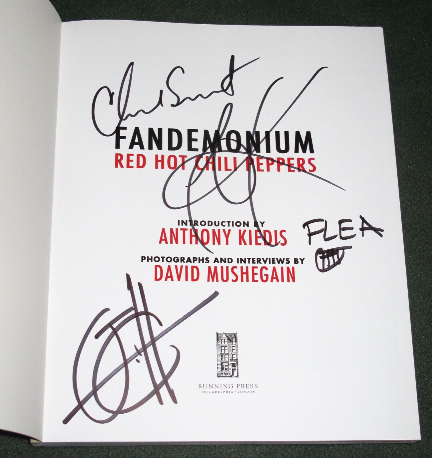 ANTHONY KIEDIS, FLEA, CHAD signed RED HOT CHILI PEPPERS “FANDEMONIUM” BOOK – COA