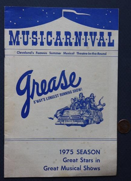 1975 Cleveland Ohio Musicarnival Theatre in the round Grease play program COOL –
