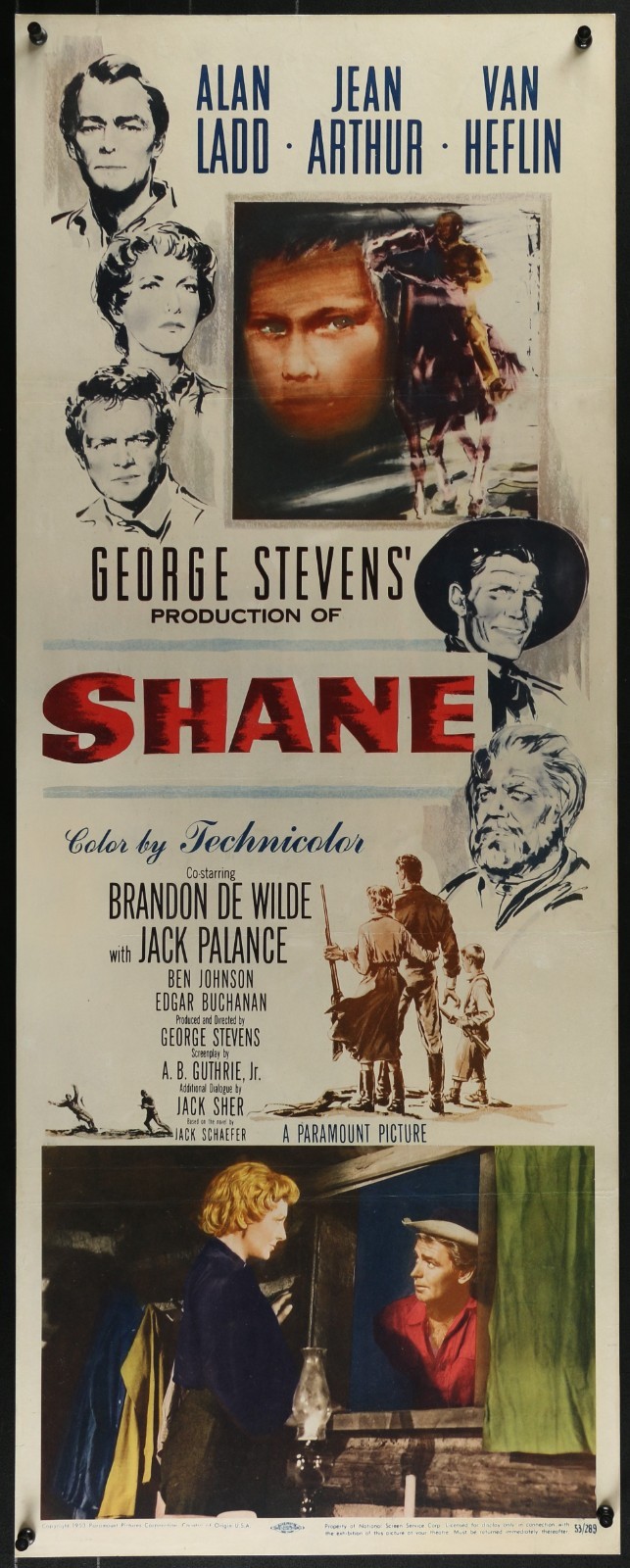 SHANE 1953 Original Movie Poster Alan Ladd George Stevens Western Paperbacked