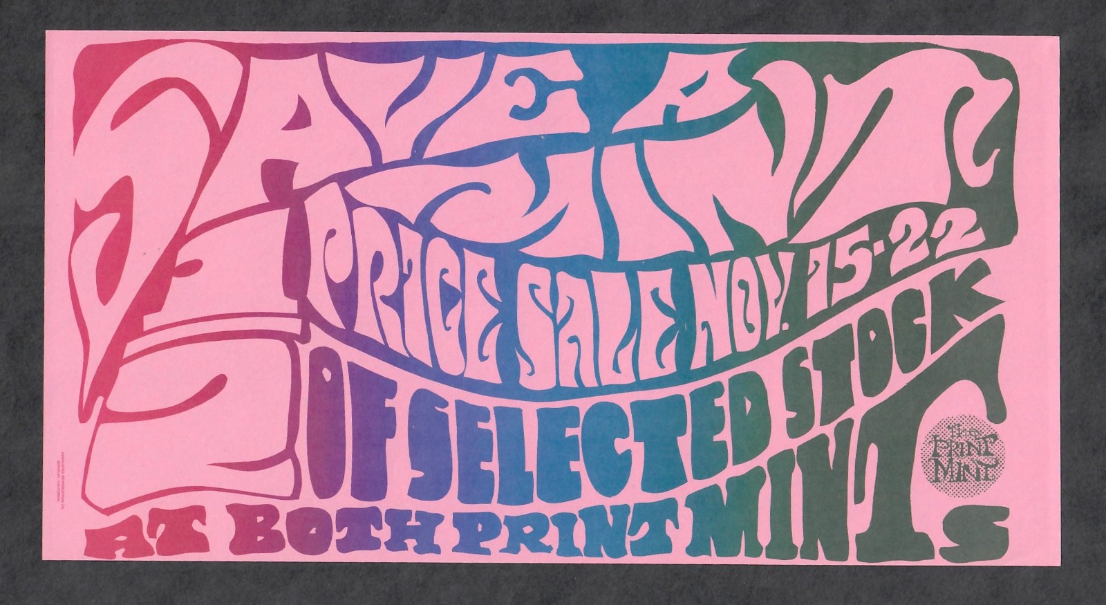 PRINT MINT “1/2 Price Sale” 1969 Psychedelic Handbill Ad / Flyer cLEAn oRiGiNaL