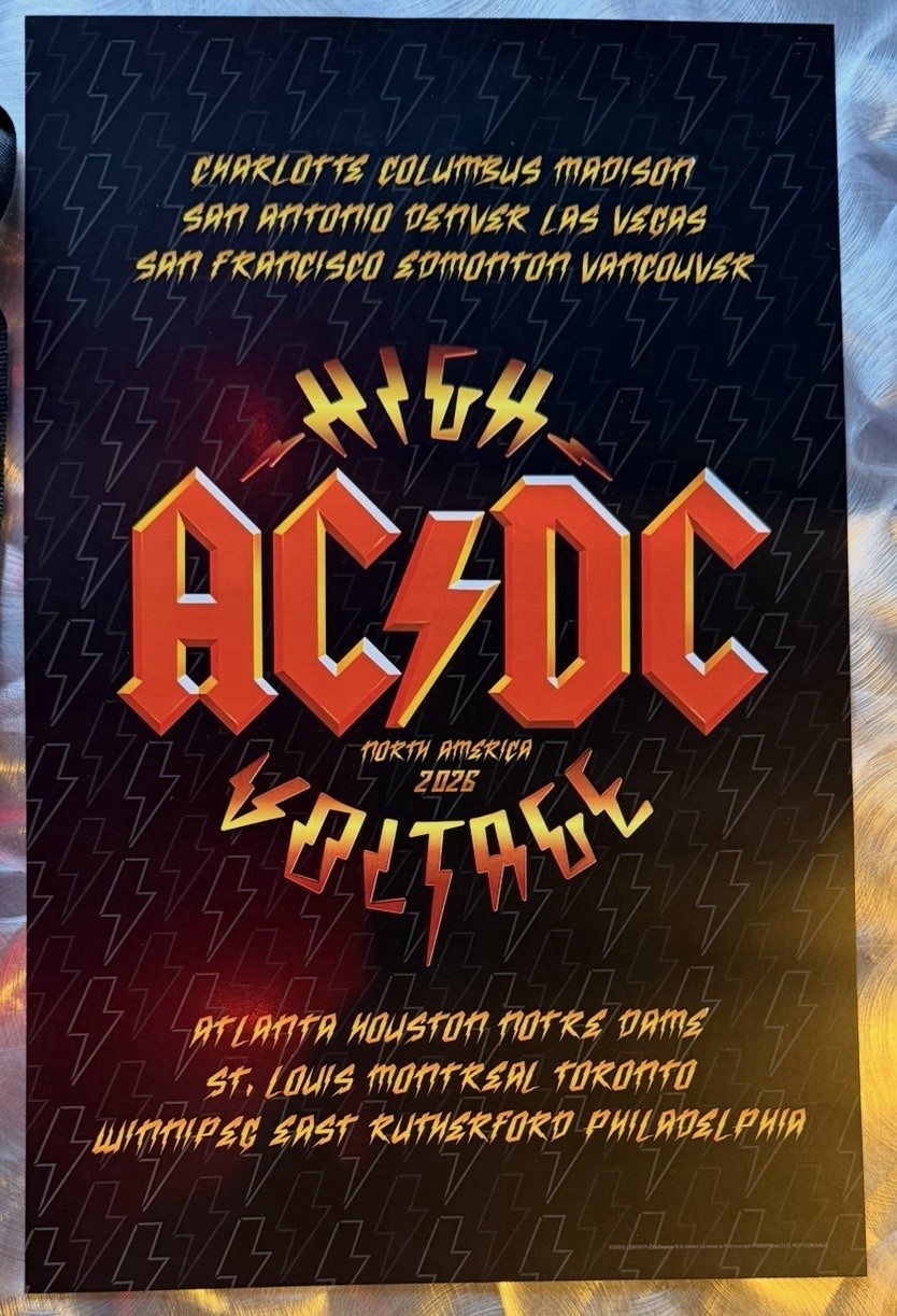 OFFICIAL AC/DC Pop-Up Shop Poster- Las Vegas / North American Tour 2026