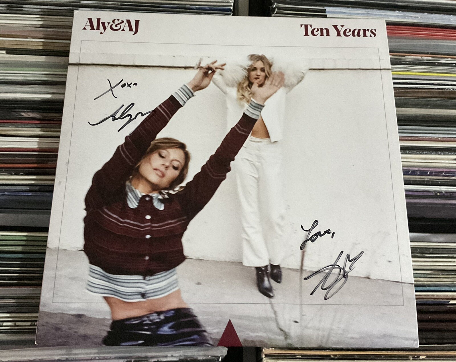 ALY & AJ MICHALKA Signed TEN YEARS 12″ On Vinyl Record EP Non-LP Autographed!