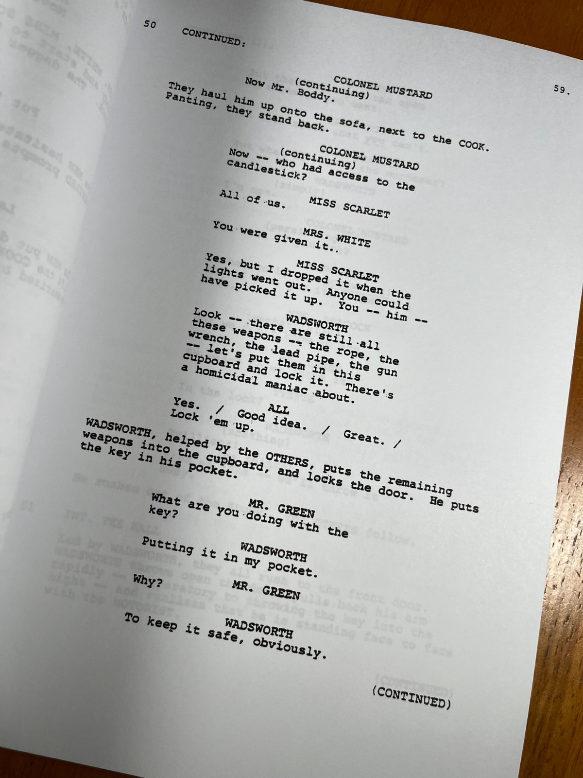 Clue: The Movie Script Signed- Autograph Reprints- Tim Curry- Clue Movie