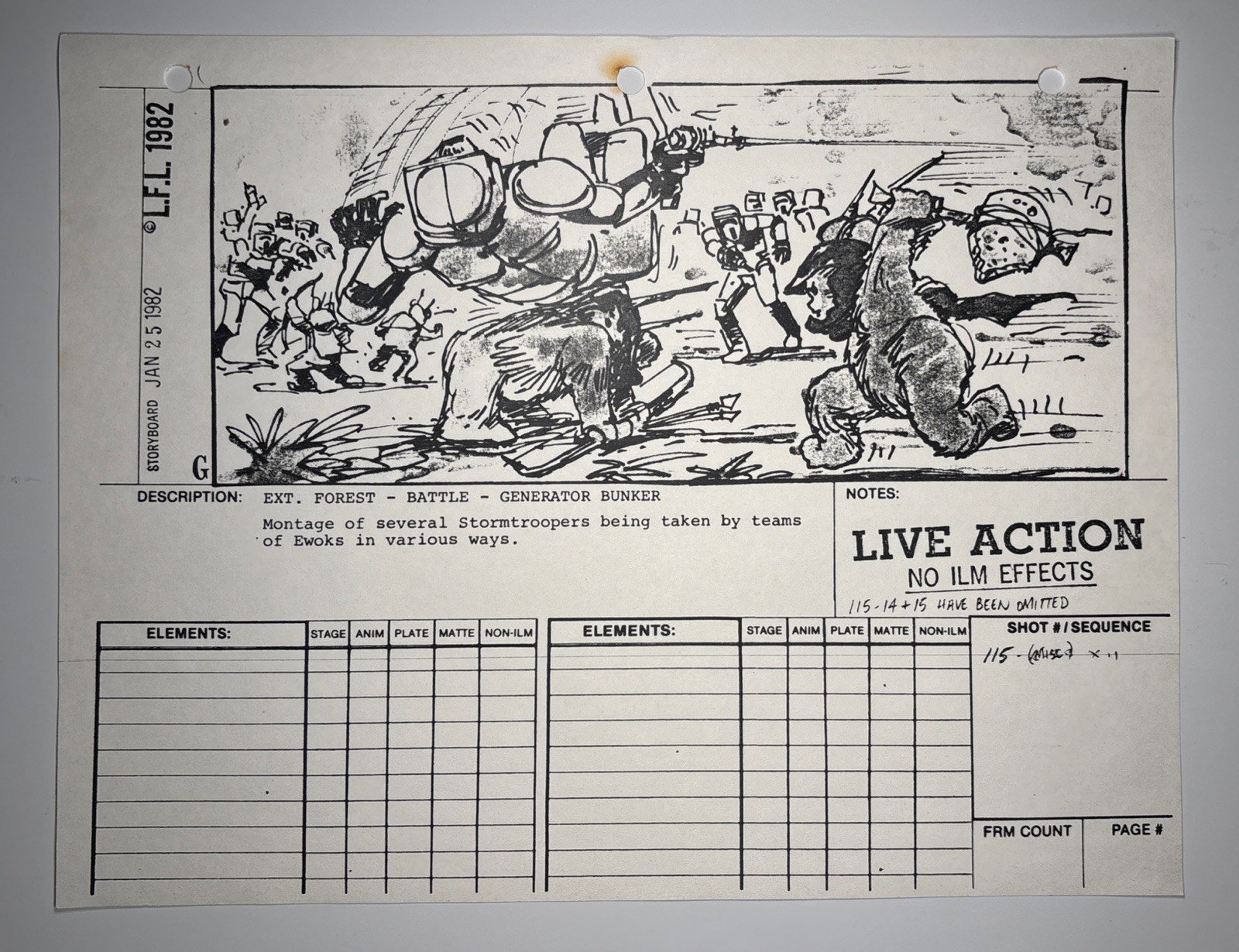 STAR WARS RETURN OF THE JEDI storyboards movie props Vintage Art Disney JED4-142
