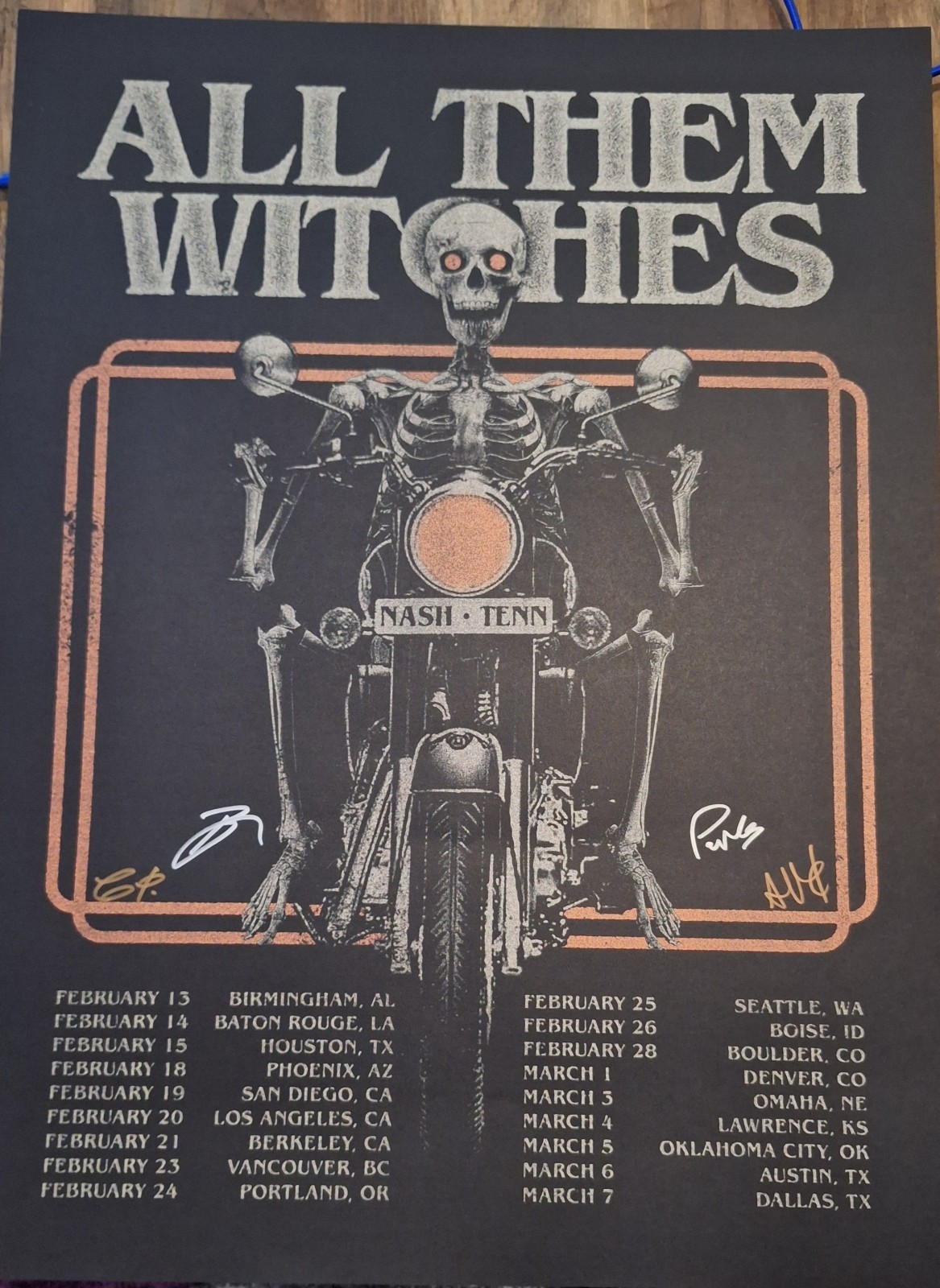 All Them Witches Signed Winter ’26 West Coast US Tour Poster, Mint
